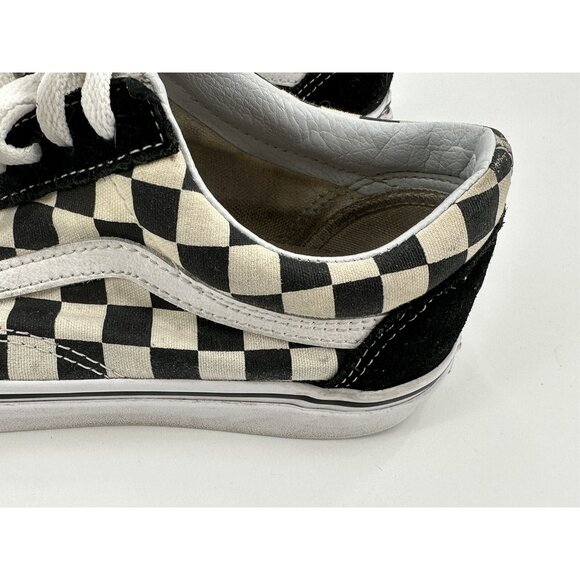 VANS off the Wall Checkerboard Lace Up Sneakers Black Suede Canvas M6.5 W8.0 - Picture 6 of 12